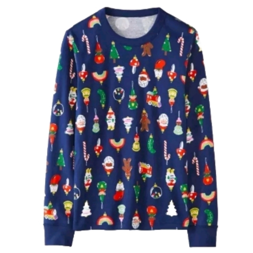 Hanna Andersson PJ Top L Organic Cotton Christmas Ornaments Santa Mushroom Gnome